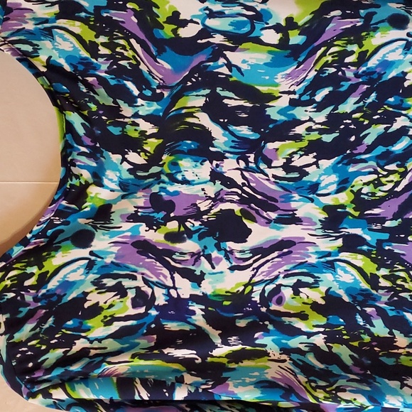 Liz & Me Catherines 3X stretchy short sleeve top NWOT V-neck multi color - Picture 7 of 10